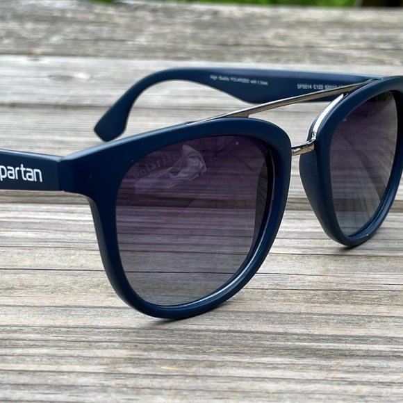 Spartan Men Sunglasses Polarized Blue Frame Eye We - Picture 1 of 14